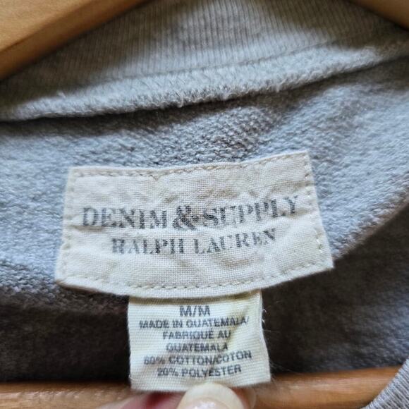 Ralph Lauren Denim& Supply Cropped Sweatshirt Brooklyn Electric Womens M Gray - Picture 3 of 5